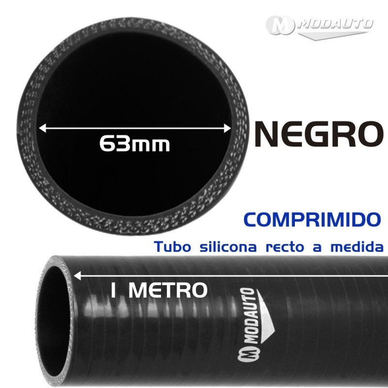 TUBO SILICONA REFORZADO 63MM NEGRO - 1 METRO