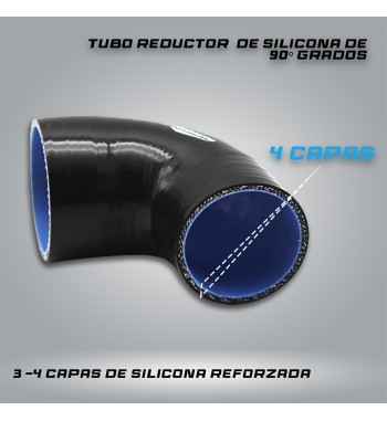 Reductor De Silicona En ángulo De 90° Para Manguera - ID 102-80 Mm, Color Negro, Ideal Para Conducciones